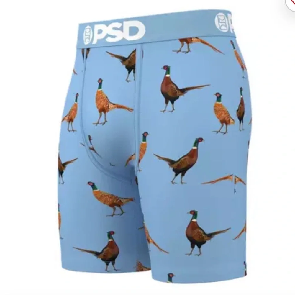 NEW PSD Men's Pheasants Underwear Light Blue Boxer Briefs with Bird Design Sz S - Picture 1 of 4